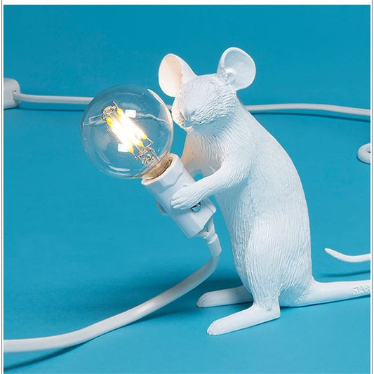 Nordic Creative Mini Animal Mouse Lamp Living Room Dining Room Bedroom Clothing Store Personalized Eye Protection Gift Resin Table Lamp