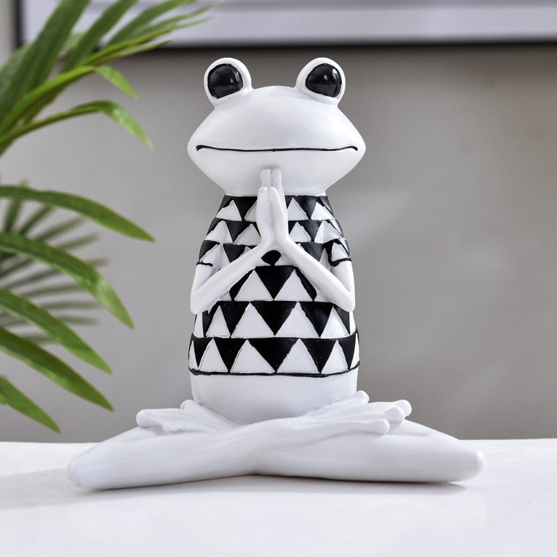 Yoga Frog Figurines Meditation Animal Ornaments Resin Statue Living Room Bedroom Interior Decor Office Home Decoration