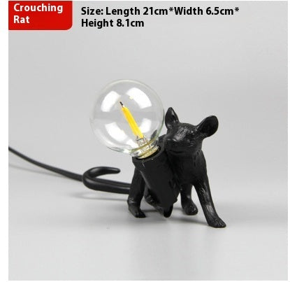 Nordic Creative Mini Animal Mouse Lamp Living Room Dining Room Bedroom Clothing Store Personalized Eye Protection Gift Resin Table Lamp